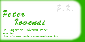 peter kovendi business card